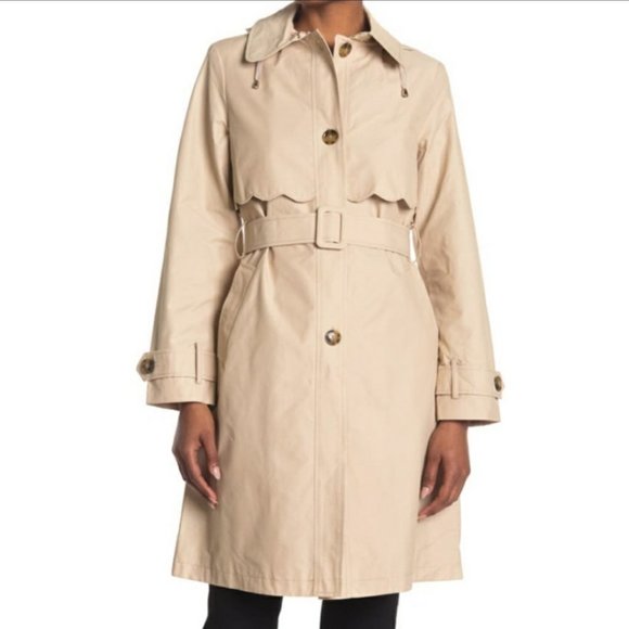 Kate Spade Scalloped Edge Belted Trench Coat - Picture 4 of 15
